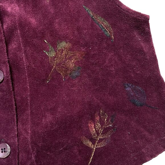 Bread by Staley Gretzinger Top Vest Womens Size 1 Burgundy Painted Art to Wear - Picture 4 of 9